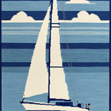 Ultra Soft Area Rug, Non Slip, Stain Resistant, Washable Area Rugs for Living Room, Bedroom, Relaxed Oceanic Sailboat Style(Blue)