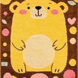 Ultra Soft Area Rug, Non Slip, Stain Resistant, Washable Area Rugs for Living Room, Bedroom, Cozy Teddy Bear Lettering Pattern(Yellow)