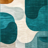 Ultra Soft Area Rug, Non Slip, Stain Resistant, Washable Area Rugs for Living Room, Bedroom, Modern Abstract Teal Living Room Pet-Friendly Rug(Beige)