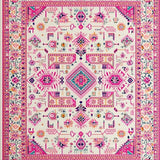 Ultra Soft Area Rug, Non Slip, Stain Resistant, Washable Area Rugs for Living Room, Bedroom, Soft Ivory Tiled Textures(Pink)
