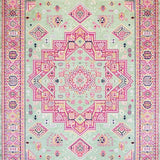 Ultra Soft Area Rug, Non Slip, Stain Resistant, Washable Area Rugs for Living Room, Bedroom, Lush Light Green Medallion Design(Pink)