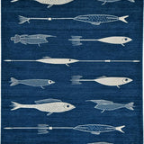 Charming Coastal Fishing Motif(Blue)
