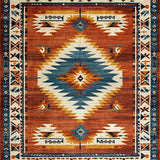 Ultra Soft Area Rug, Non Slip, Stain Resistant, Washable Area Rugs for Living Room, Bedroom, Vibrant Tribal Diamond Arrangement(Red)