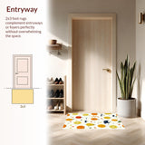 Ultra Soft Area Rug, Non Slip, Stain Resistant, Washable Area Rugs for Living Room, Bedroom, Charming Minimalist Fruit Illustration(Orange)