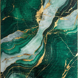 Ultra Soft Area Rug, Non Slip, Stain Resistant, Washable Area Rugs for Living Room, Bedroom, Dynamic Gold Accented Decorative Design(Green)