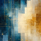 Ultra Soft Area Rug, Non Slip, Stain Resistant, Washable Area Rugs for Living Room, Bedroom, Modern Lattice Spectrum Rug Featuring Gold and Blue Angular Art Motifs(Blue)