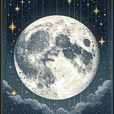 Joyful Cartoonish Lunar Imagery(Gray)