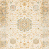Ultra Soft Area Rug, Non Slip, Stain Resistant, Washable Area Rugs for Living Room, Bedroom, Classic Low Pile Area With Faded Ornamental Medallion Motifs(Beige)