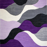 Ultra Soft Area Rug, Non Slip, Stain Resistant, Washable Area Rugs for Living Room, Bedroom, Abstract Purple Grey Swirl Motif(Purple)