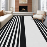 Ultra Soft Area Rug, Non Slip, Stain Resistant, Washable Area Rugs for Living Room, Bedroom, Coastal Cabana Dual Tone Horizontal Lined All Weather Durable Mat(Black)