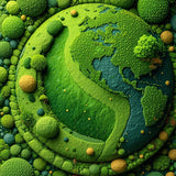 Ultra Soft Area Rug, Non Slip, Stain Resistant, Washable Area Rugs for Living Room, Bedroom, Circular Earth Motif Kids Room Carpet(Green)