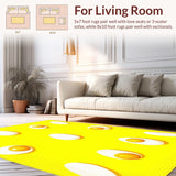 Ultra Soft Area Rug, Non Slip, Stain Resistant, Washable Area Rugs for Living Room, Bedroom, Contemporary Cheerful Egg Pattern(Yellow)