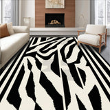 Ultra Soft Area Rug, Non Slip, Stain Resistant, Washable Area Rugs for Living Room, Bedroom, Contemporary Zebra Print Elegance(Black)