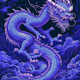 Ultra Soft Area Rug, Non Slip, Stain Resistant, Washable Area Rugs for Living Room, Bedroom, Modern Artistic Dragon Illustration(Blue)