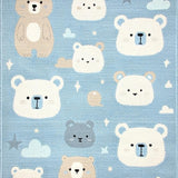 Ultra Soft Area Rug, Non Slip, Stain Resistant, Washable Area Rugs for Living Room, Bedroom, Serene Pastel Cartoon Imagery(Blue)