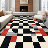 Ultra Soft Area Rug, Non Slip, Stain Resistant, Washable Area Rugs for Living Room, Bedroom, Artistic Fluffy Shagged Diamond Arrangement(Black)