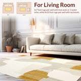 Non Shedding Artistic Beige Cream Abstract(Beige)