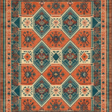 Ultra Soft Area Rug, Non Slip, Stain Resistant, Washable Area Rugs for Living Room, Bedroom, Rustic Tribal Diamond Aesthetic(Red)