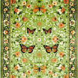 Ultra Soft Area Rug, Non Slip, Stain Resistant, Washable Area Rugs for Living Room, Bedroom, Vintage Floral Butterfly Aesthetic(Green)