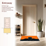 Ultra Soft Area Rug, Non Slip, Stain Resistant, Washable Area Rugs for Living Room, Bedroom, Contemporary Youthful Athletic Design(Orange)