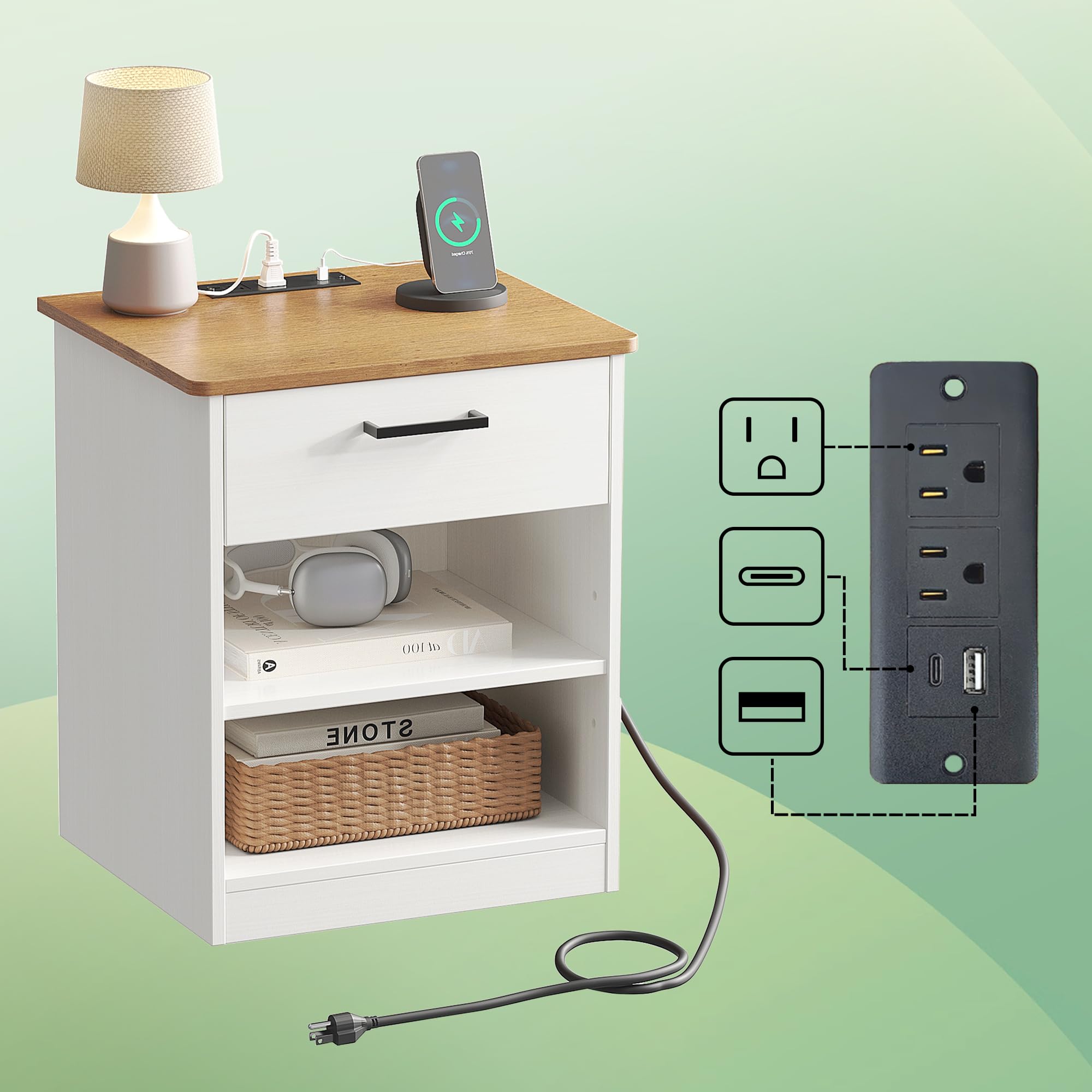 ODIKA Everyday Side Table with Fast Charging Station