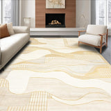 Ultra Soft Area Rug, Non Slip, Stain Resistant, Washable Area Rugs for Living Room, Bedroom, Modern Beige Area Featuring Abstract Lines And Gold Accents(Beige)
