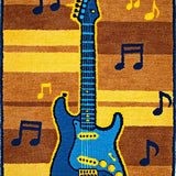 Ultra Soft Area Rug, Non Slip, Stain Resistant, Washable Area Rugs for Living Room, Bedroom, Eclectic Vintage Guitar Motif(Brown)