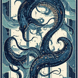 Ultra Soft Area Rug, Non Slip, Stain Resistant, Washable Area Rugs for Living Room, Bedroom, Nautical Kraken Tentacle Rug Masterpiece With Artistic Ocean Wave Pattern(Blue)