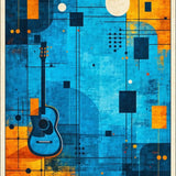 Dynamic Geometric Guitar Artwork(Blue)