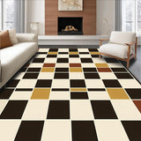 Ultra Soft Area Rug, Non Slip, Stain Resistant, Washable Area Rugs for Living Room, Bedroom, Sophisticated Neutral Plaid Motif(Brown)