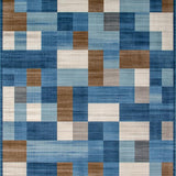 Ultra Soft Area Rug, Non Slip, Stain Resistant, Washable Area Rugs for Living Room, Bedroom, Elegant Earthy Toned Checkered Aesthetic(Blue)