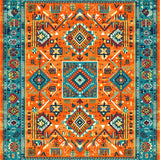 Ultra Soft Area Rug, Non Slip, Stain Resistant, Washable Area Rugs for Living Room, Bedroom, Eclectic Vintage Geometric Textures(Orange)