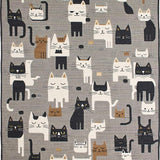 Ultra Soft Area Rug, Non Slip, Stain Resistant, Washable Area Rugs for Living Room, Bedroom, Funky Gray Cat Graphic Design(Gray)
