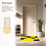 Ultra Soft Area Rug, Non Slip, Stain Resistant, Washable Area Rugs for Living Room, Bedroom, Interwoven Curved Lines(Yellow)