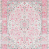 Ultra Soft Area Rug, Non Slip, Stain Resistant, Washable Area Rugs for Living Room, Bedroom, Sophisticated Round Blooming Elegance(Pink)