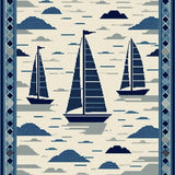 Ultra Soft Area Rug, Non Slip, Stain Resistant, Washable Area Rugs for Living Room, Bedroom, Coastal Nautical Sailboat Aesthetic(Blue)