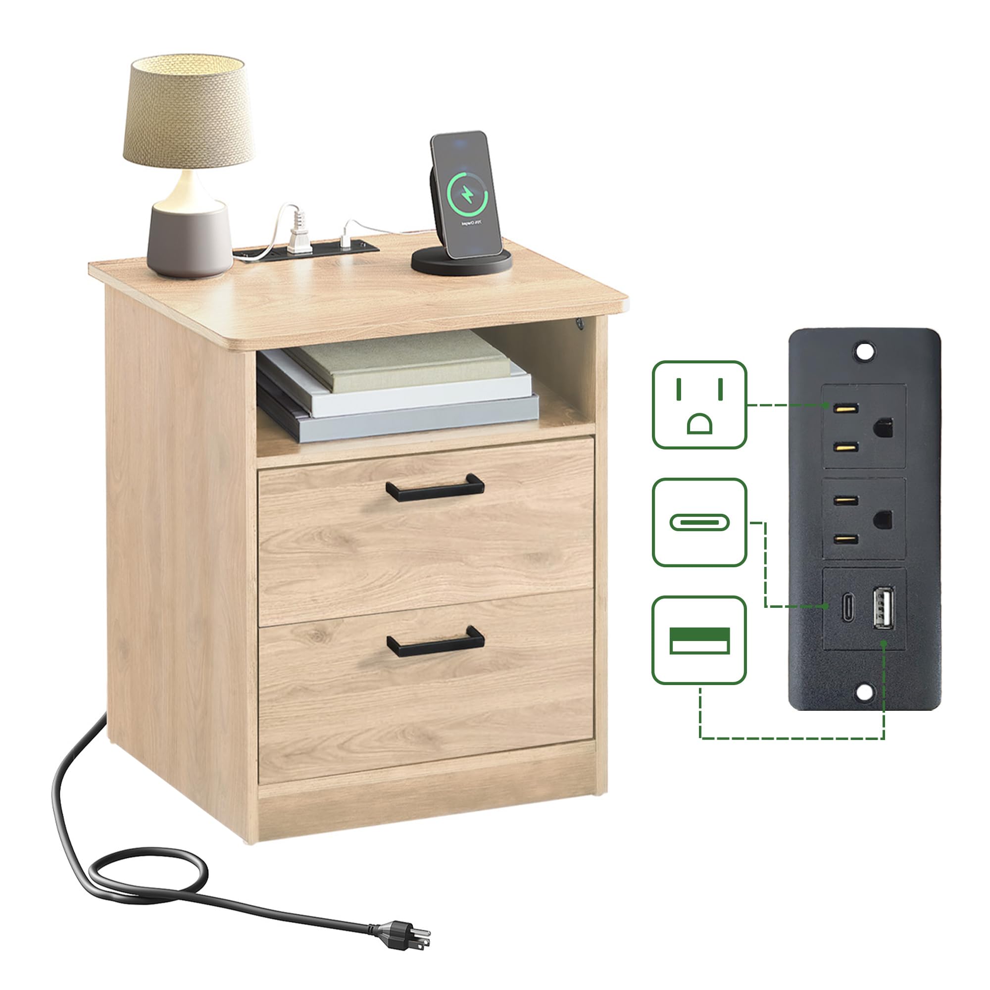 ODIKA Everyday Side Table with Fast Charging Station