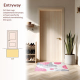 Ultra Soft Area Rug, Non Slip, Stain Resistant, Washable Area Rugs for Living Room, Bedroom, Contemporary Pastel Color Block Design(White)