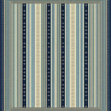 Beige Blue Vintage Stripe Hallway(Blue)