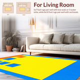 Ultra Soft Area Rug, Non Slip, Stain Resistant, Washable Area Rugs for Living Room, Bedroom, Cheerful Colorful Hopscotch Visuals(Yellow)