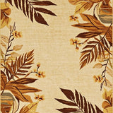 Island Breeze Weatherproof Area Rug With Decorative Botanical Pattern(Beige)