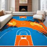 Ultra Soft Area Rug, Non Slip, Stain Resistant, Washable Area Rugs for Living Room, Bedroom, Energetic Blue and White Pattern(Orange)