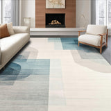 Ultra Soft Area Rug, Non Slip, Stain Resistant, Washable Area Rugs for Living Room, Bedroom, Serene Square Abstract Watercolor Style Beige & Sky Blue Hues(Beige)