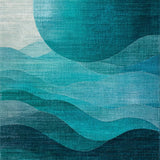Ultra Soft Area Rug, Non Slip, Stain Resistant, Washable Area Rugs for Living Room, Bedroom, Stylish Round Rug with Fluid Ombre Design in Rich Teal Tones(Blue)