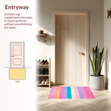 Ultra Soft Area Rug, Non Slip, Stain Resistant, Washable Area Rugs for Living Room, Bedroom, Kawaii Pastel Rainbow Nursery Play Mat(Red)