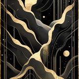 Elegant Black Gold Geometric Waves(Black)
