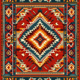 Ultra Soft Area Rug, Non Slip, Stain Resistant, Washable Area Rugs for Living Room, Bedroom, Vibrant Tribal Patterned Artwork(Red)