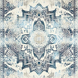 Ultra Soft Area Rug, Non Slip, Stain Resistant, Washable Area Rugs for Living Room, Bedroom, Elegant Off White Lace Motif(Blue)