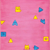 Ultra Soft Area Rug, Non Slip, Stain Resistant, Washable Area Rugs for Living Room, Bedroom, Whimsical Educational Creature Composition(Pink)