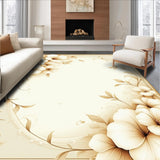 Ultra Soft Area Rug, Non Slip, Stain Resistant, Washable Area Rugs for Living Room, Bedroom, Sophisticated Non Slip Bath With Elegant Cream Floral Motif Design(Beige)